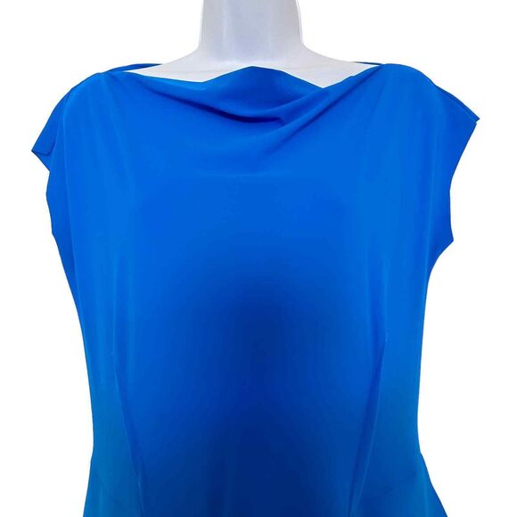 Chiara Boni La Petite Cobalt Gathered Cowl Neck Dress cocktail party Size 48 - Picture 5 of 15